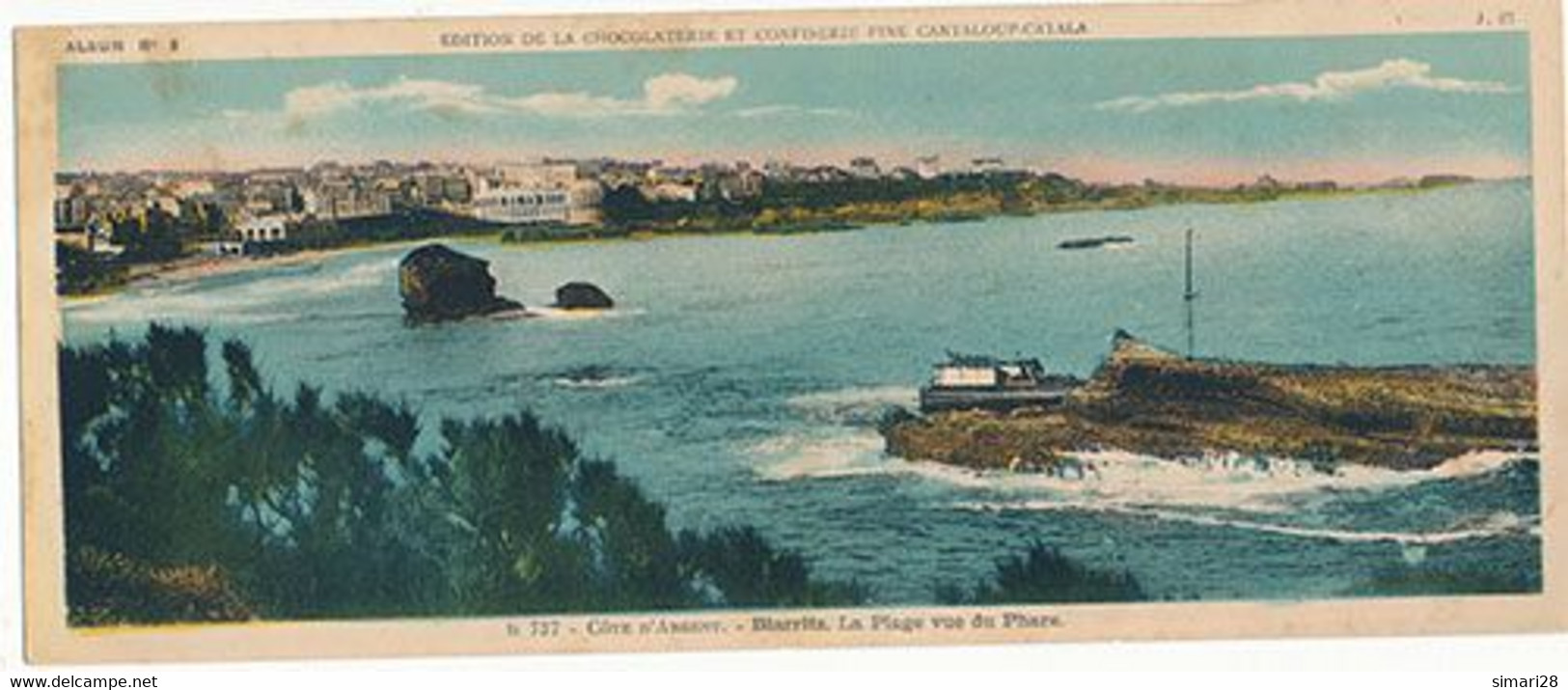 EDITION DE LA CHOCOLATERIE CANTALOUP-CATALA - N° B 737 - COTE D'ARGENT - BIARRITZ - LA PLAGE VUE DU PHARE - Chocolat