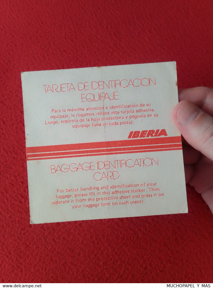 ETIQUETA LABEL AIRLINES LÍNEAS AÉREAS BAGGAGE TAG..AIR LINES IBERIA ESPAÑA EQUIPAJE CARD TARJETA TAG SPAIN AVIATION..... - Baggage Labels & Tags