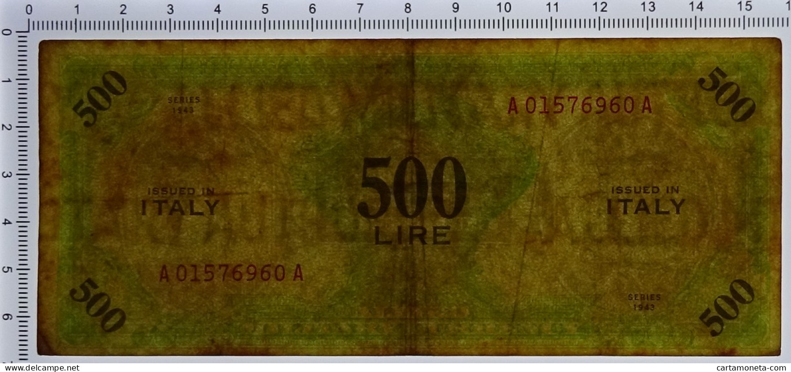 500 LIRE OCCUPAZIONE AMERICANA IN ITALIA MONOLINGUA BEP 1943 BB - Occupation Alliés Seconde Guerre Mondiale