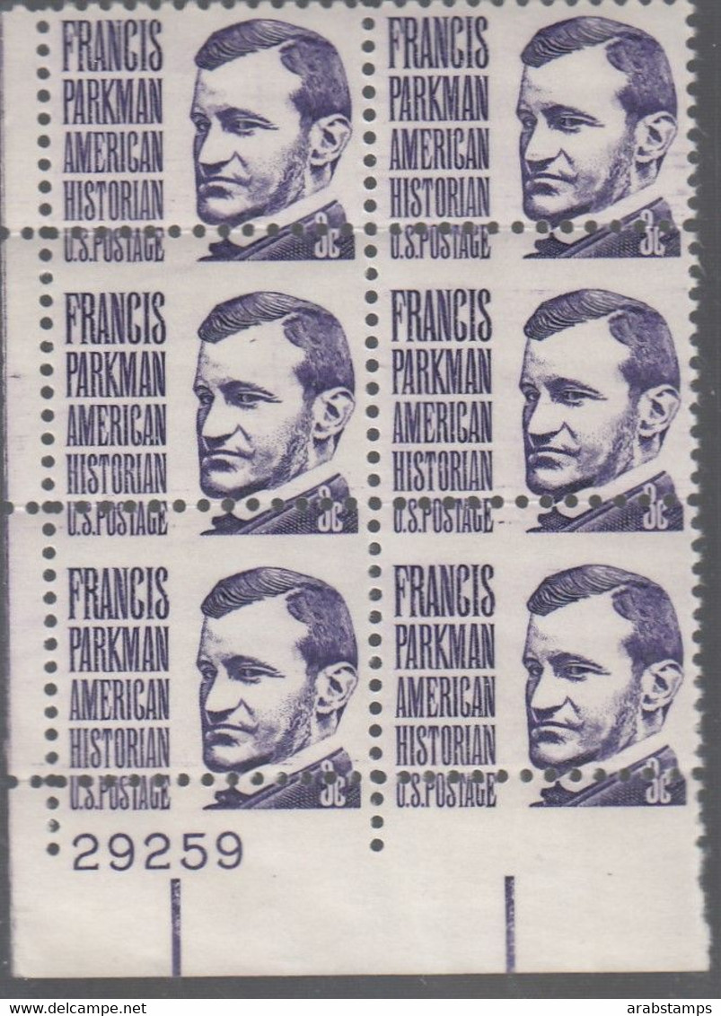 USA 1965  Francis Parkman Block 6 Stamps With Perforation Error MNH - Errors, Freaks & Oddities (EFOs)