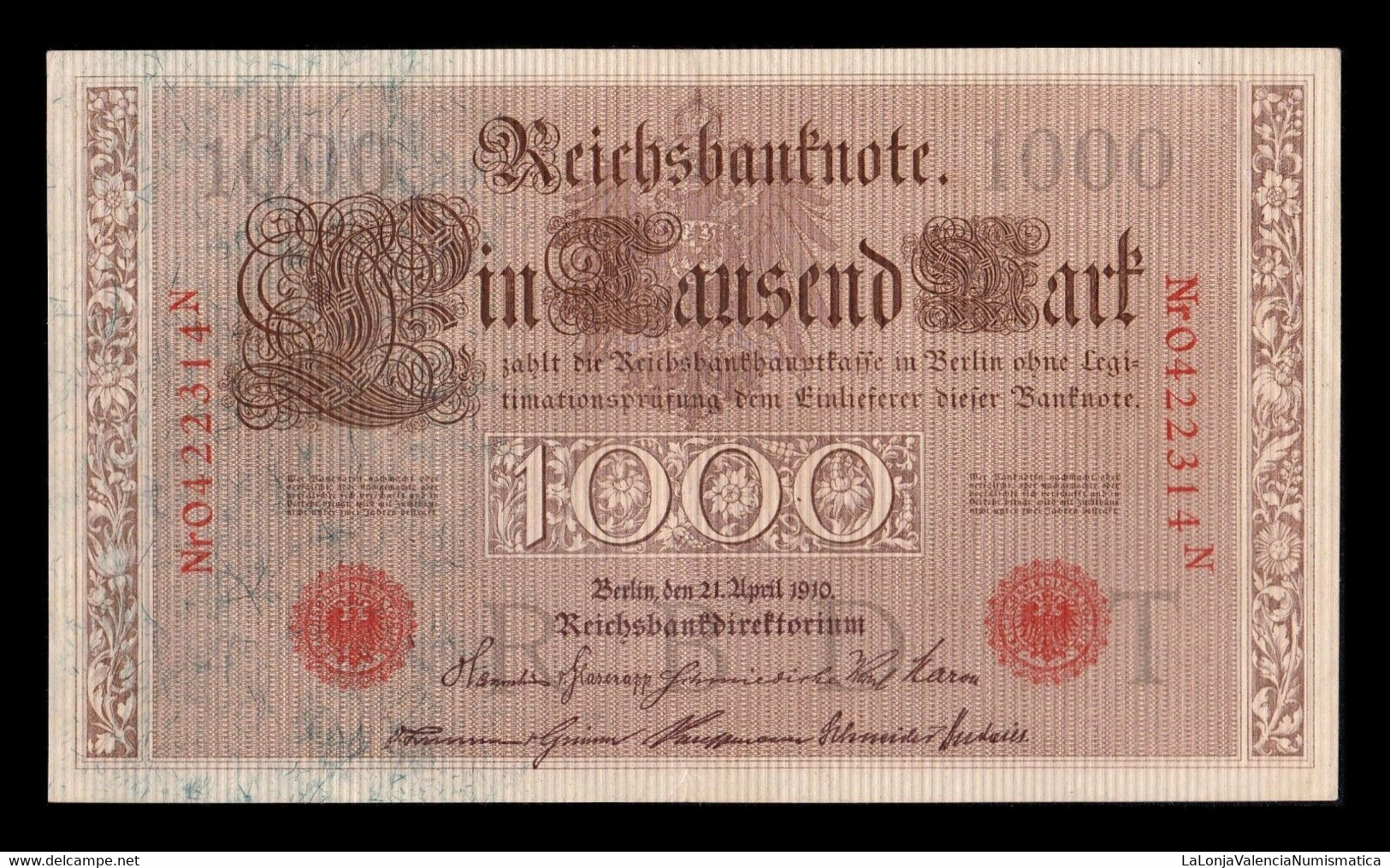 Alemania Germany 1000 Mark 1910 Pick 44b SC- AUNC - 1.000 Mark