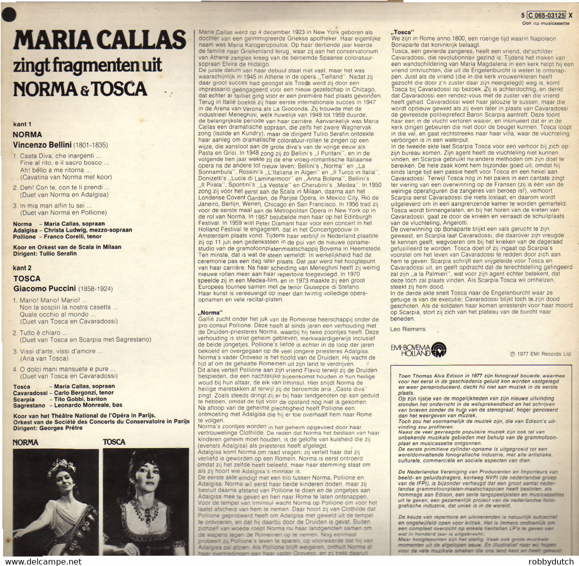 * LP *  MARIA CALLAS Zingt Fragmenten Uit NORMA & TOSCA - Opéra & Opérette