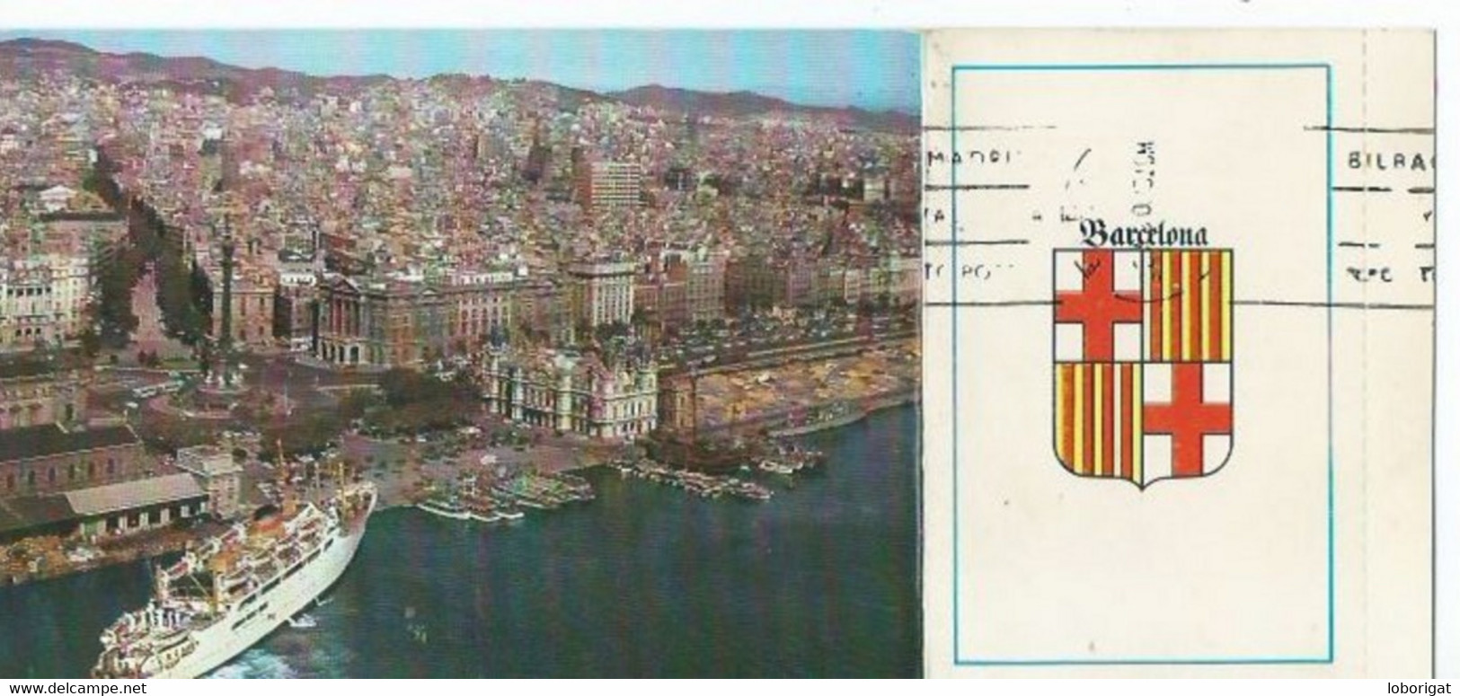 SORTEO AÑO 1973.- MONUMENTO A COLON Y PUERTO, VISTA AÉREA / COLÓN AND HARBOUR, AIR VIEW.-  BARCELONA.- ( CATALUNYA) - Einweihungen