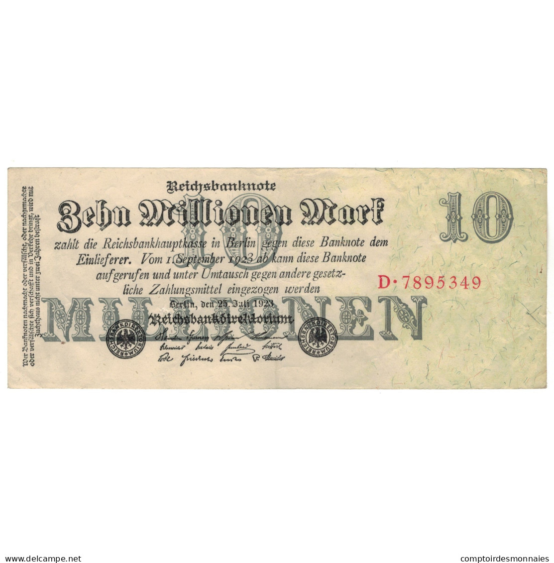 Billet, Allemagne, 10 Millionen Mark, 1923, 1923-07-25, KM:96, SUP - 10 Miljoen Mark
