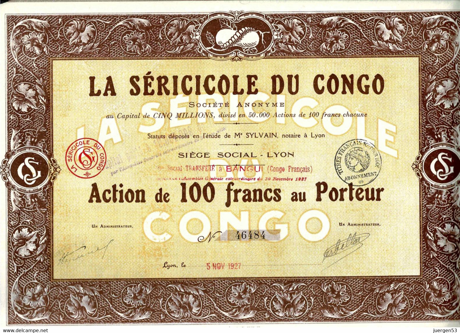 Lot: 5 X La Sericicole Du Congo, 1927 - Textile