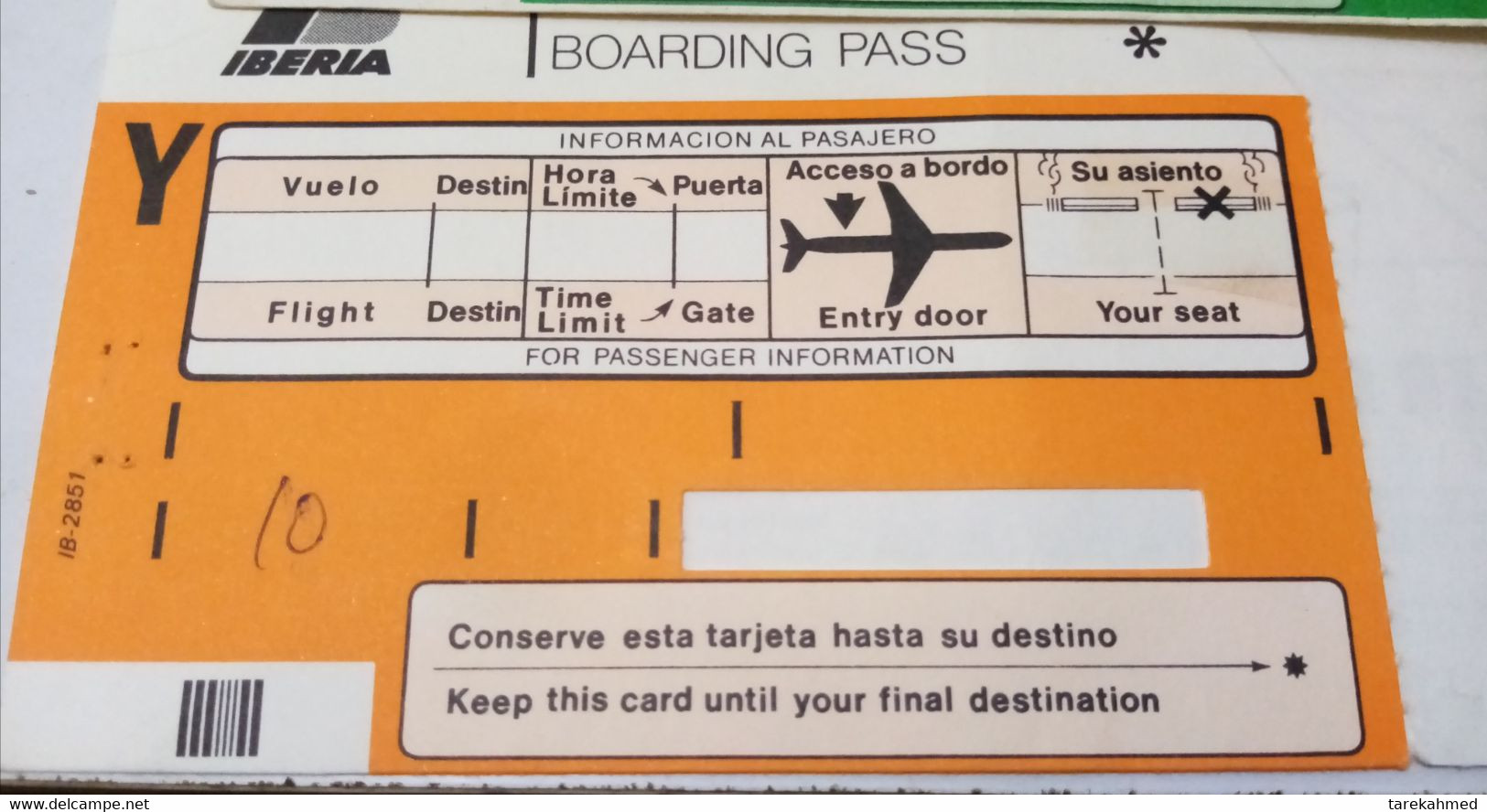 BOARDING PASS - IBERIA LINEAS AREAS DE ESPAÑA - - Europe