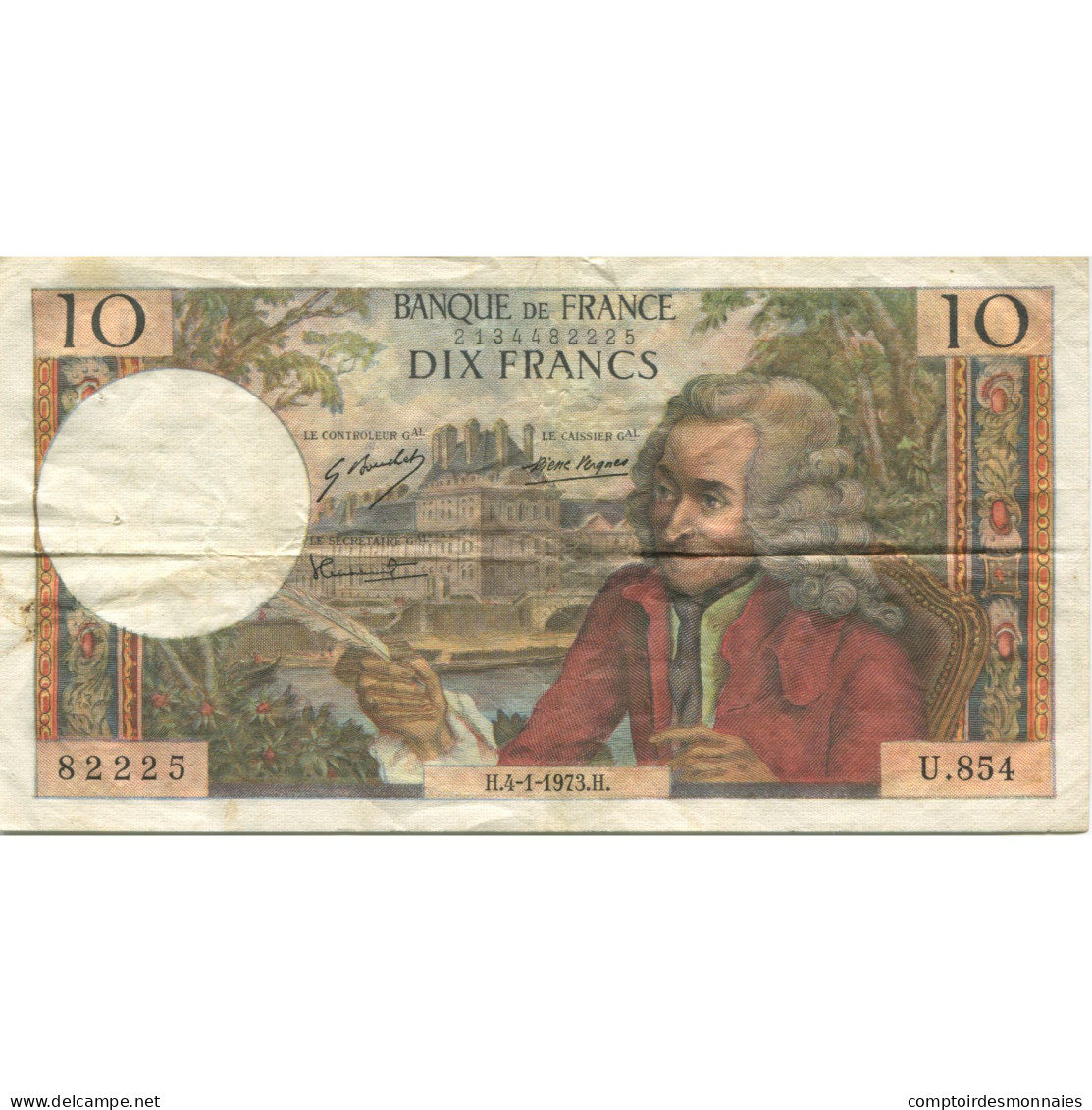France, 10 Francs, Voltaire, 1973, U.854, TTB, Fayette:62.60, KM:147d - 10 F 1963-1973 ''Voltaire''