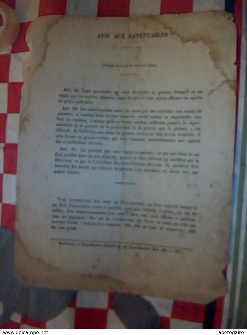 Vieux Papier Imposition Patente De 1844 Delivrè à épicerie Cances à Albi Tarn - Alkohole & Spirituosen
