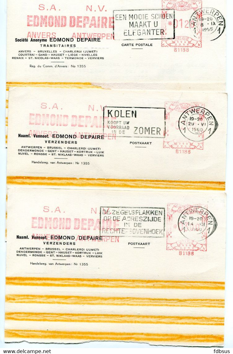 1955/60 5 Kaarten S.A. DEPAIRE EDMOND Antwerpen 1 Verzenders Transitaires - Ref 53 - ...-1959