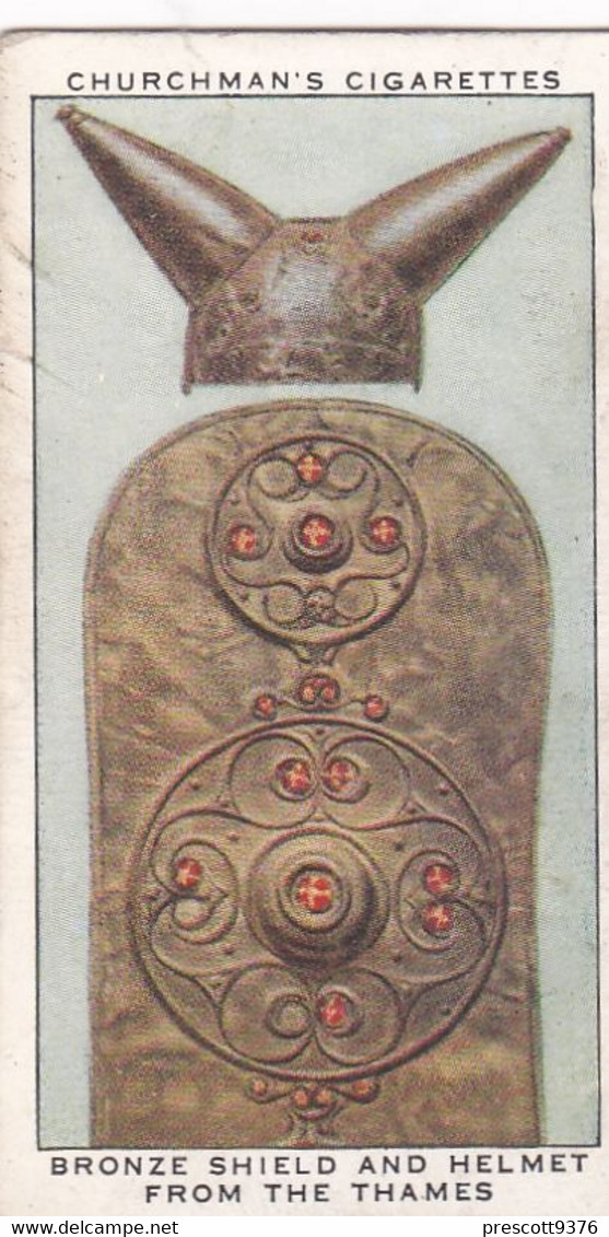 Treasure Trove 1937 - 5 Bronze Helmet & Shield From The Thames  - Churchman Cigarette Card - Original - - Churchman