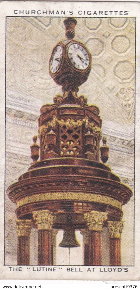 Treasure Trove 1937 - 13 Lutine Bell At Lloyds  - Churchman Cigarette Card - Original - - Churchman
