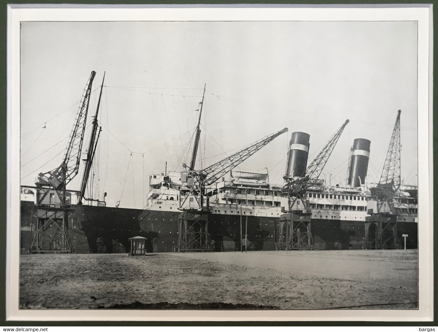 Planche Usine Manutention Grue électrique Au Port D'anvers Bateau Paquebot - Travaux Publics