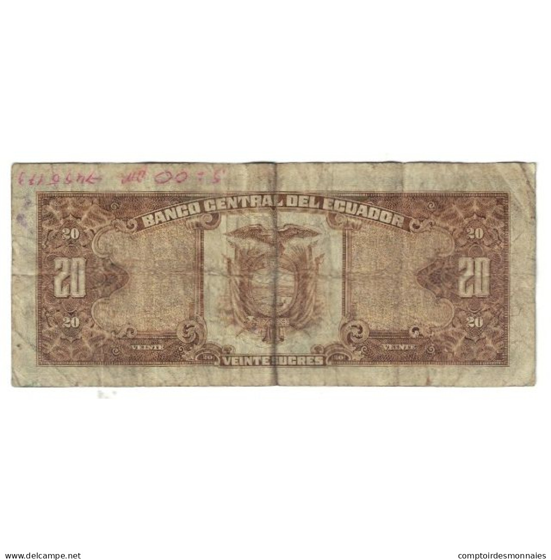 Billet, Équateur, 20 Sucres, 1986, 1986-04-29, KM:115b, B+ - Equateur