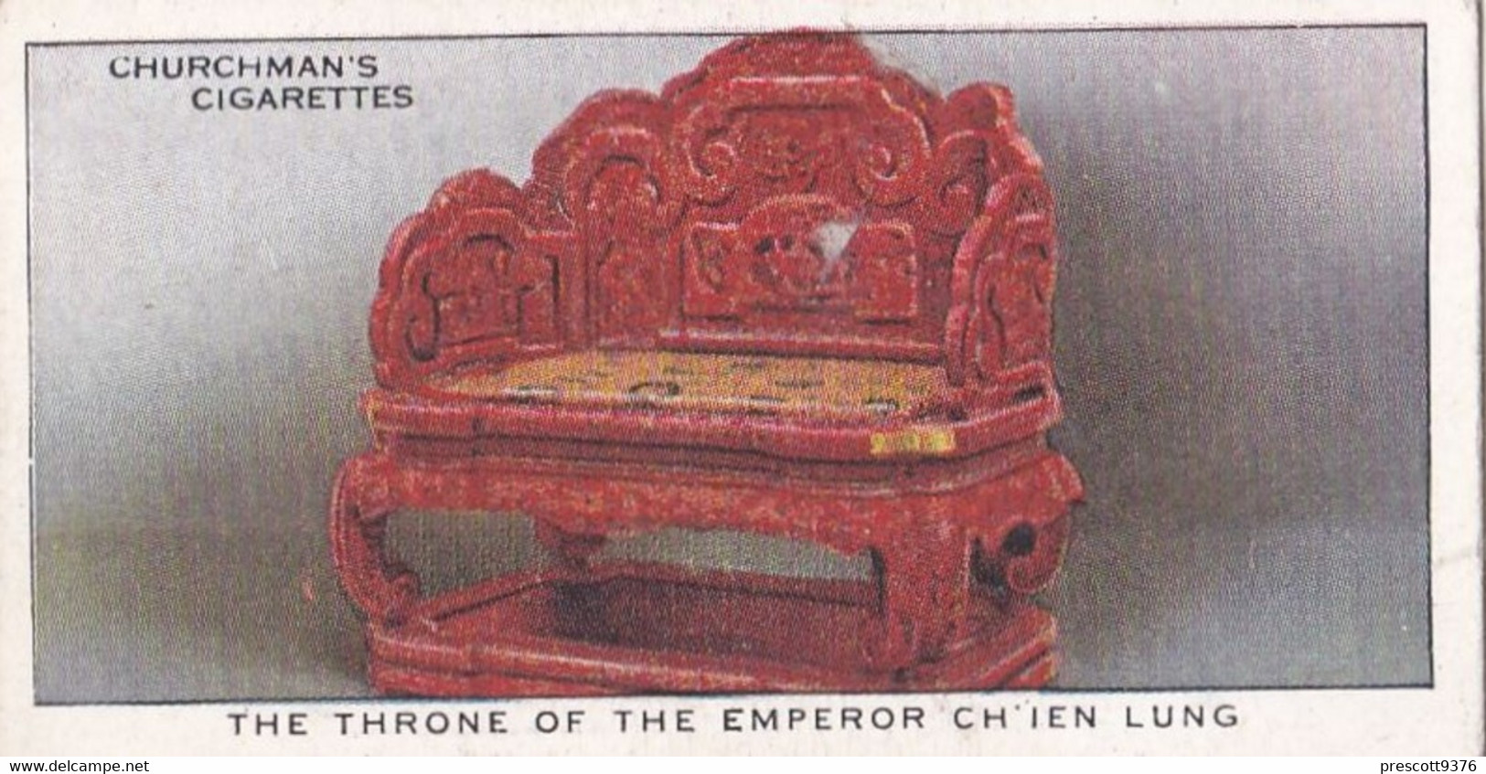 Treasure Trove 1937 - 45 Throne Of Emperor Ch'ien Lung  - Churchman Cigarette Card - Original - - Churchman