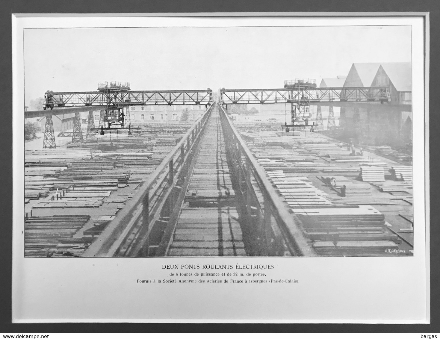 Planche Usine Manutention Pont Roulant SA Aciéries De France à Isbergues - Machines