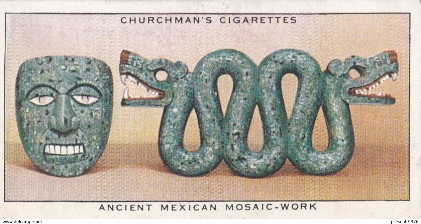 Treasure Trove 1937 - 47 Ancient Mexican Mosaic  - Churchman Cigarette Card - Original - - Churchman