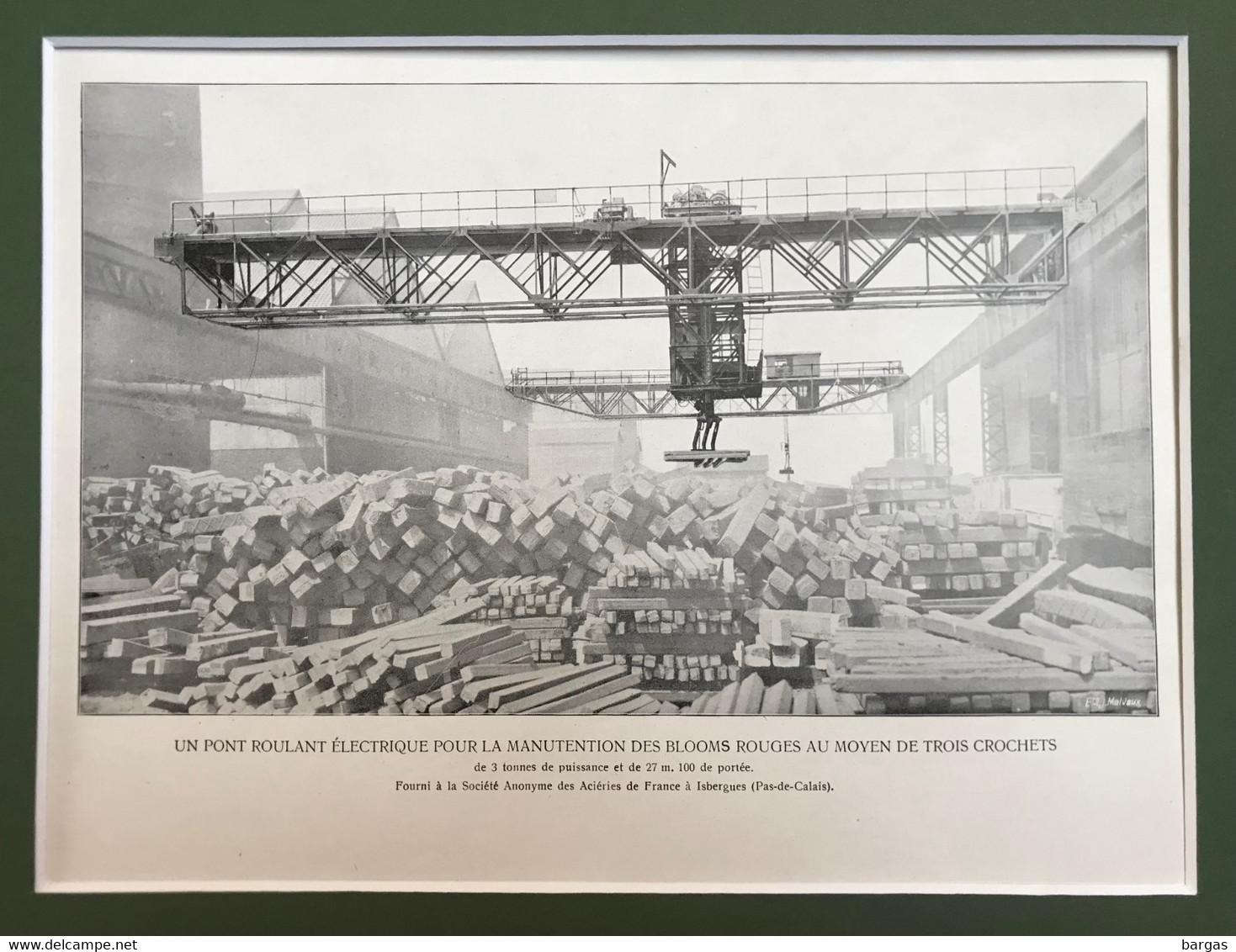 Planche Usine Manutention Grue Pont Roulant Aciéries De France à Isbergues - Tools