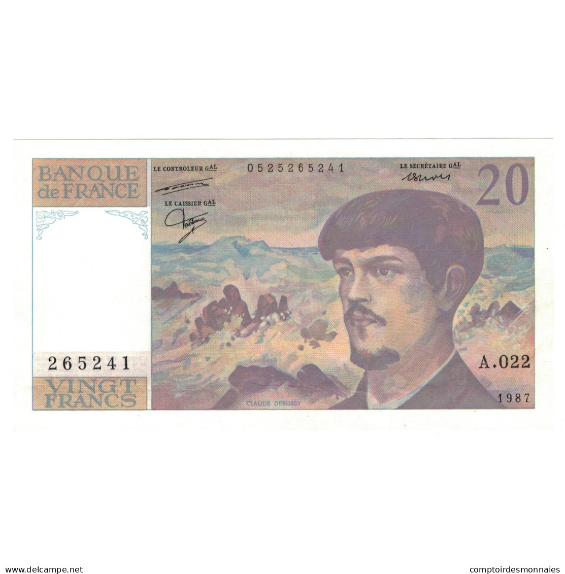 France, 20 Francs, 1987, A.022, NEUF, Fayette:F.66.08.A22, KM:151b - 20 F 1980-1997 ''Debussy''