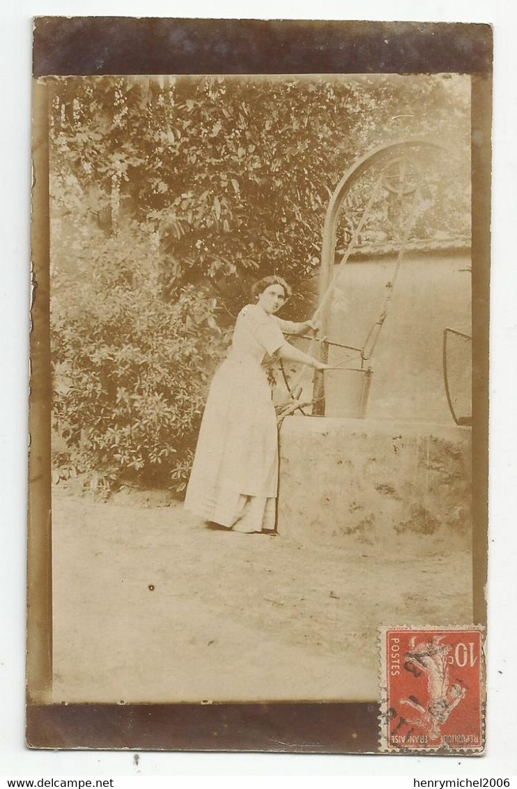 10 Aube Nogent Sur Seine Femme Au Puits Sceau D'eau Carte Photo - Nogent-sur-Seine