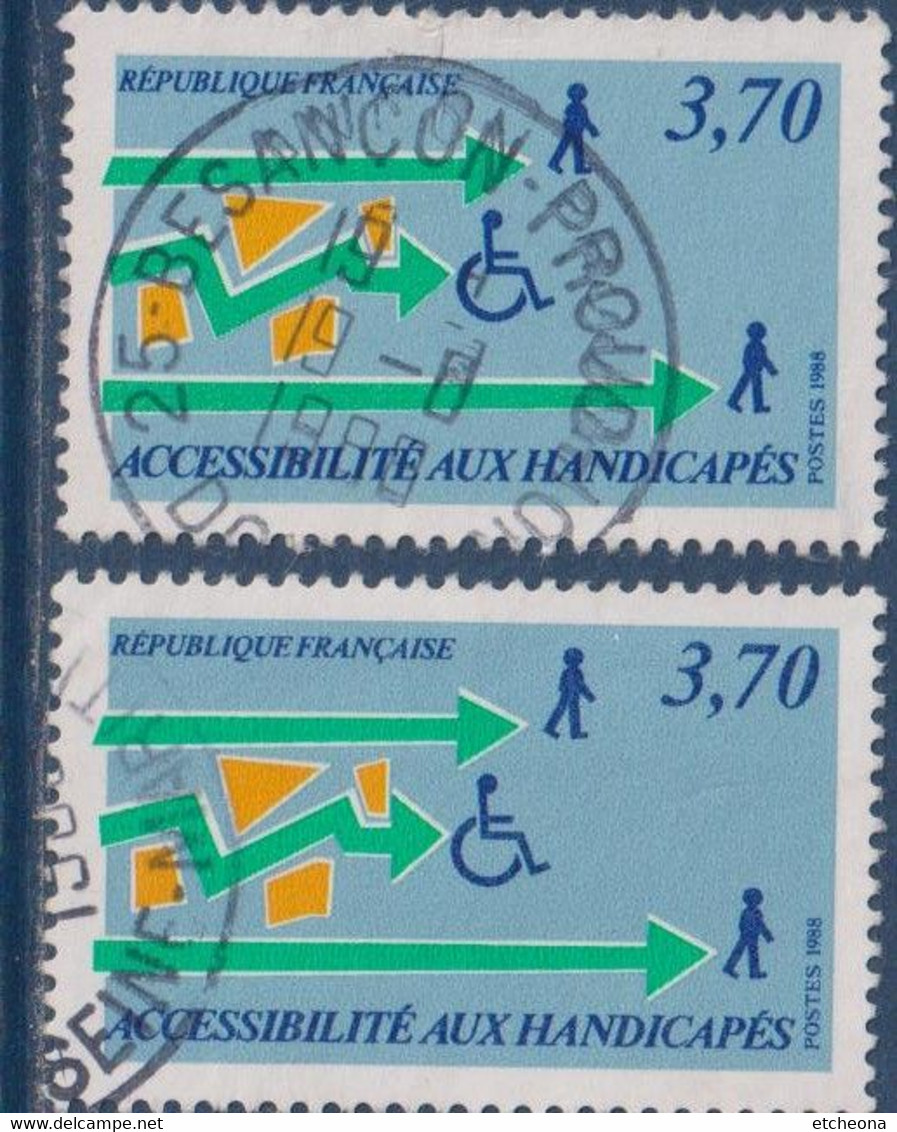 Accessibilité Aux Handicapés N°2536 Oblitéré Illustration Des Difficultés D'accés Fléches Vertes Décalées Haut Et Bas - Oblitérés