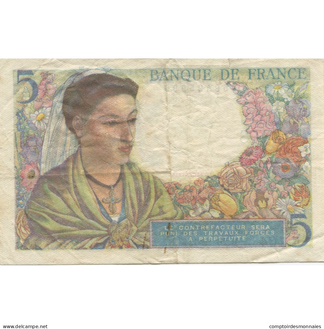 France, 5 Francs, Berger, 1943, K.104, TTB, Fayette:5.5, KM:98a - 5 F 1943-1947 ''Berger''