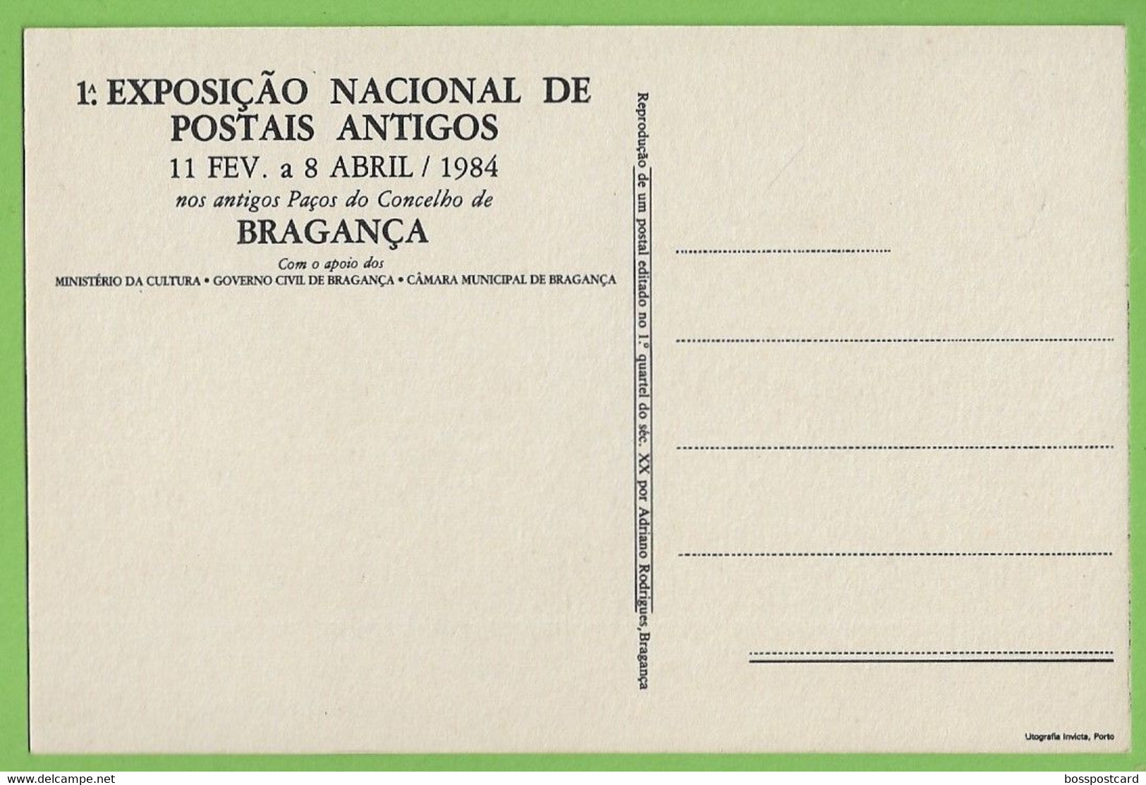 Bragança - Praça Almeida Garrett - Postal Alusivo à 1ª Exposição Nacional De Postais Antigos Em 1984 - Portugal - Bragança