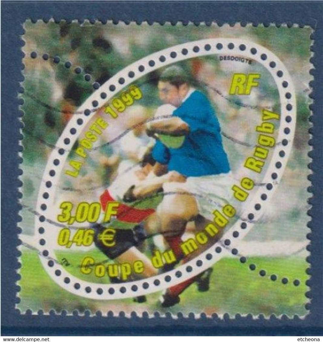 Coupe Du Monde De Rugby 1999 N°3280a Oblitéré Sans Le F à ITVF - Oblitérés