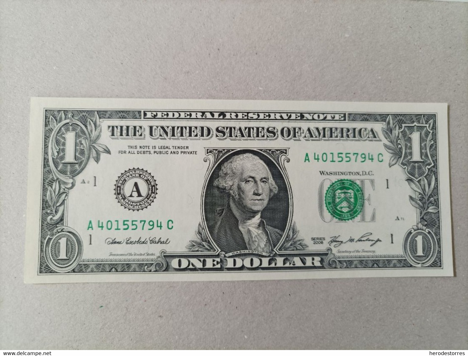 Billete De Estados Unidos De 1 Dólar Serie A, UNC - A Identifier