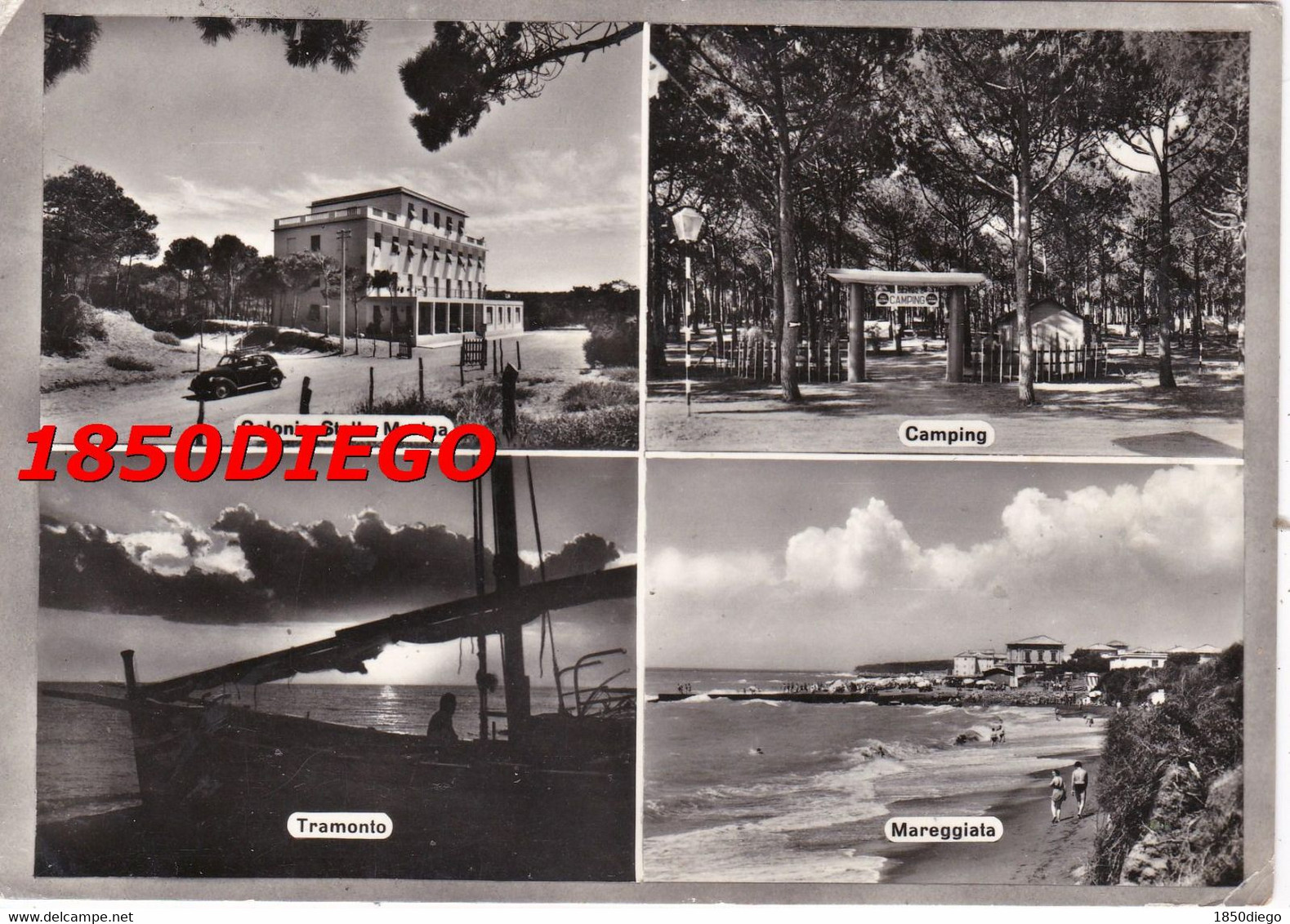 CECINA  MARE - MULTIVEDUTE  F/GRANDE VIAGGIATA 1958 ANIMAZIONE - Livorno