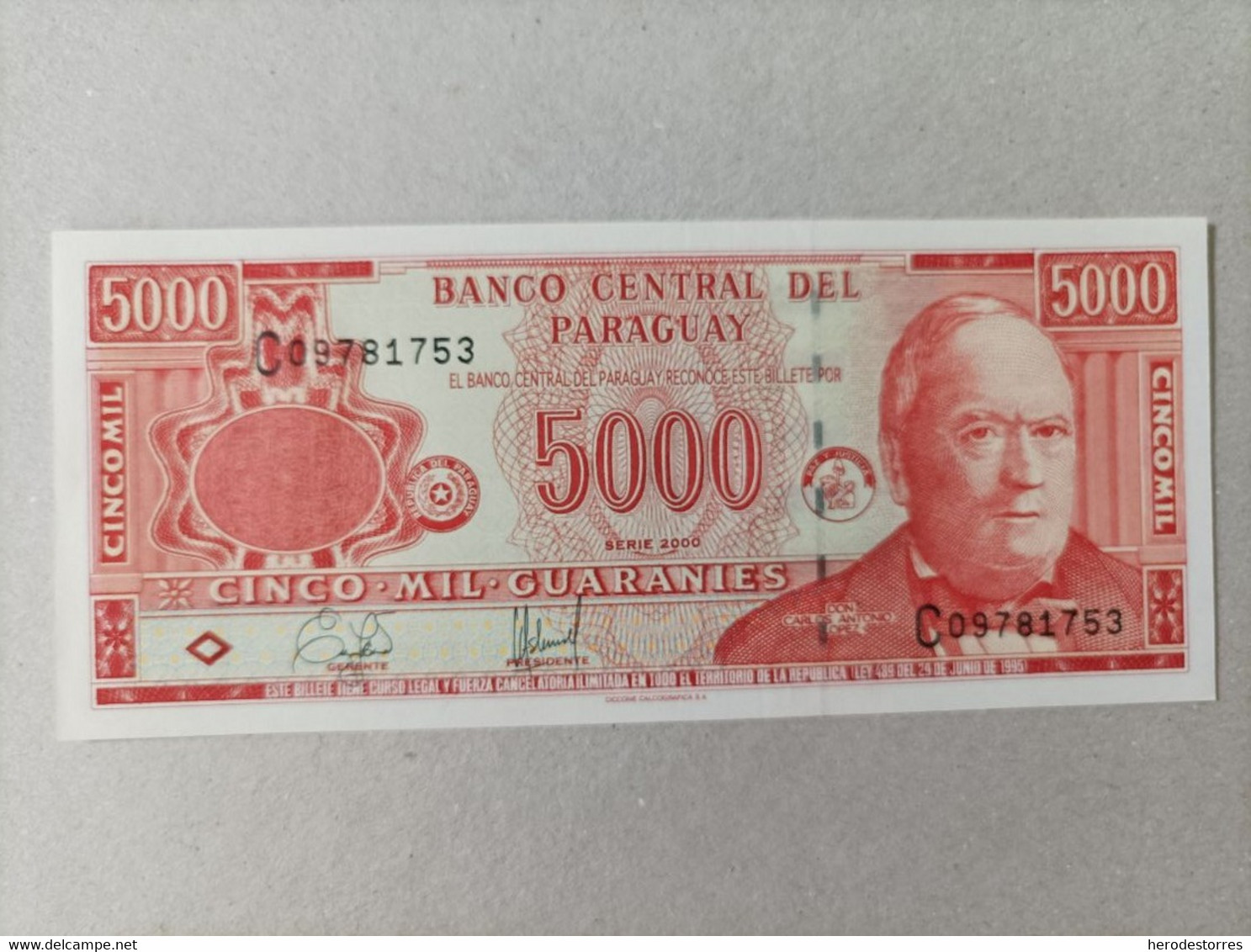 Billete De Paraguay De 5000 Guaranies, Año 2000, UNC - Paraguay