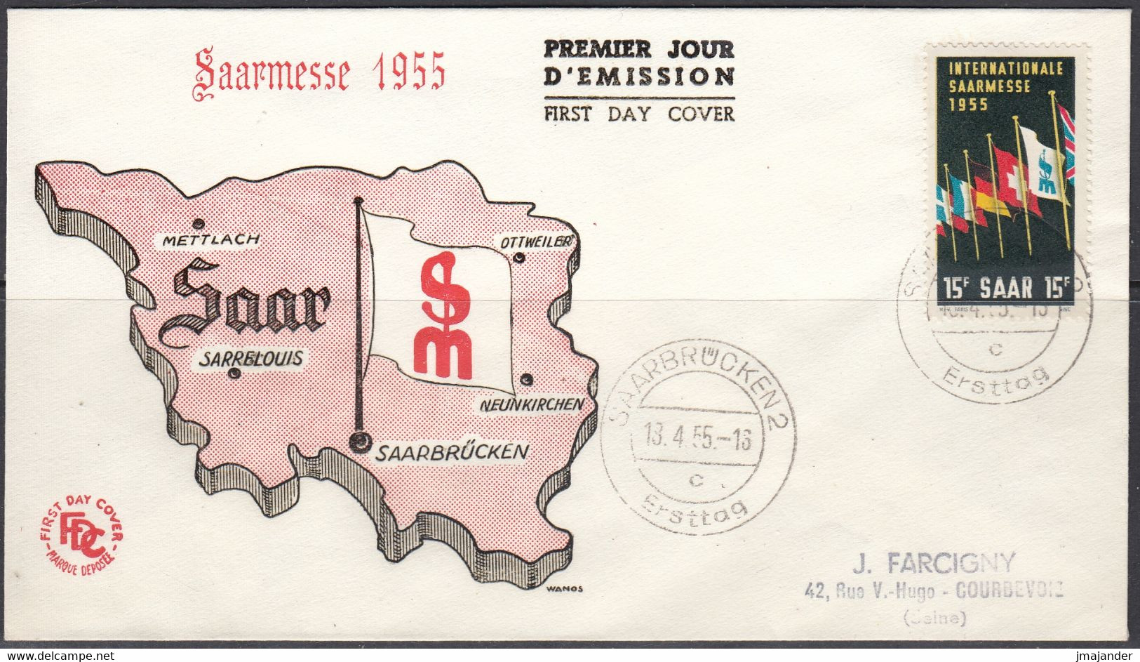 Saar 1955 - International Saar Fair - FDC 18.4.1955 Mi 359 - FDC