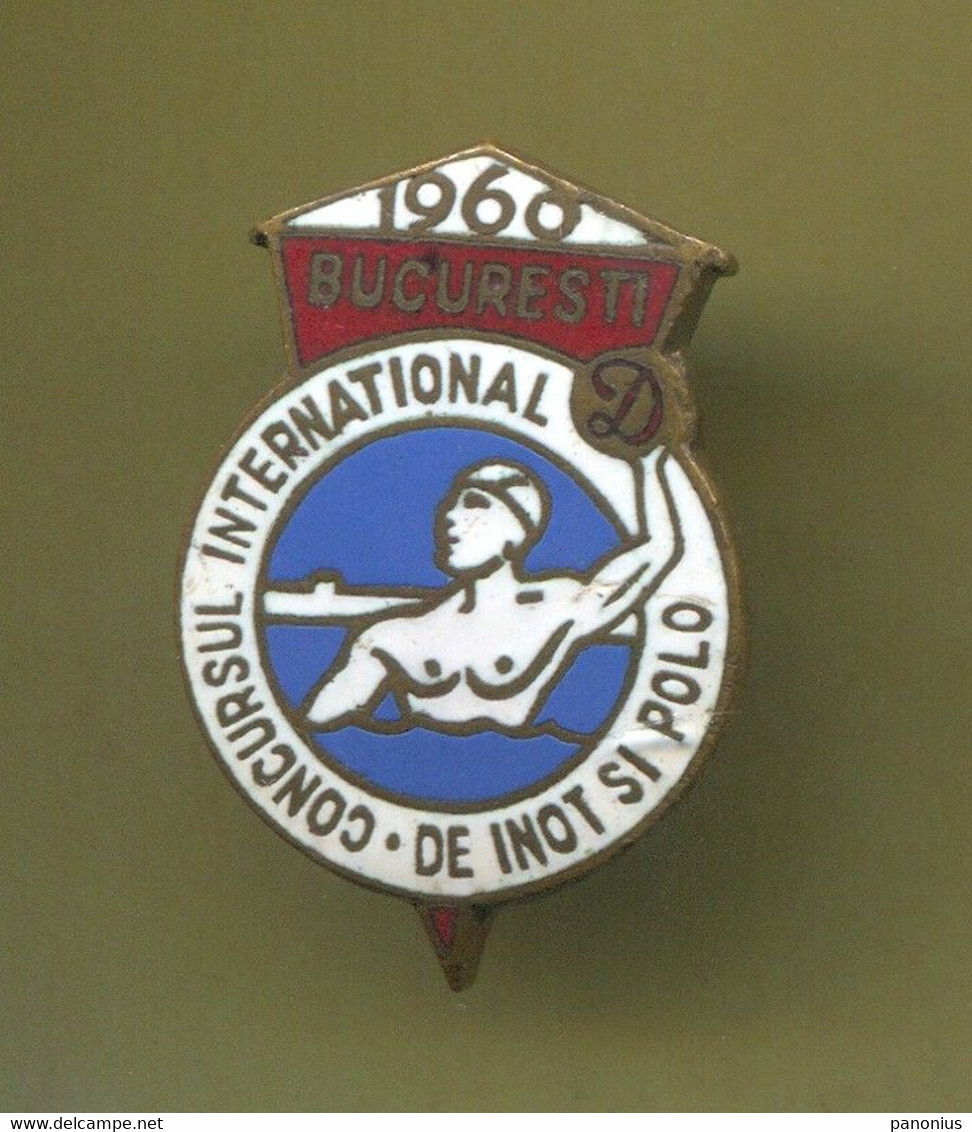 Water Polo / Pallanuoto - International Tournament Bucuresti Romania Year 1960. Vintage Pin Badge Abzeichen, Enamel - Water-Polo