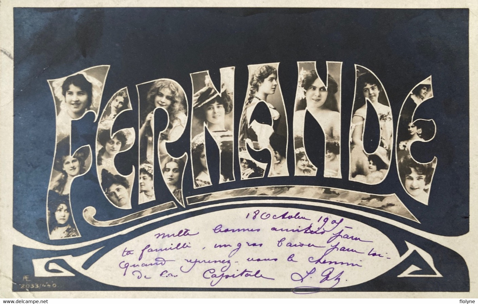 FERNANDE - Carte Photo Art Nouveau - Prénom Name - Jugenstil - Voornamen