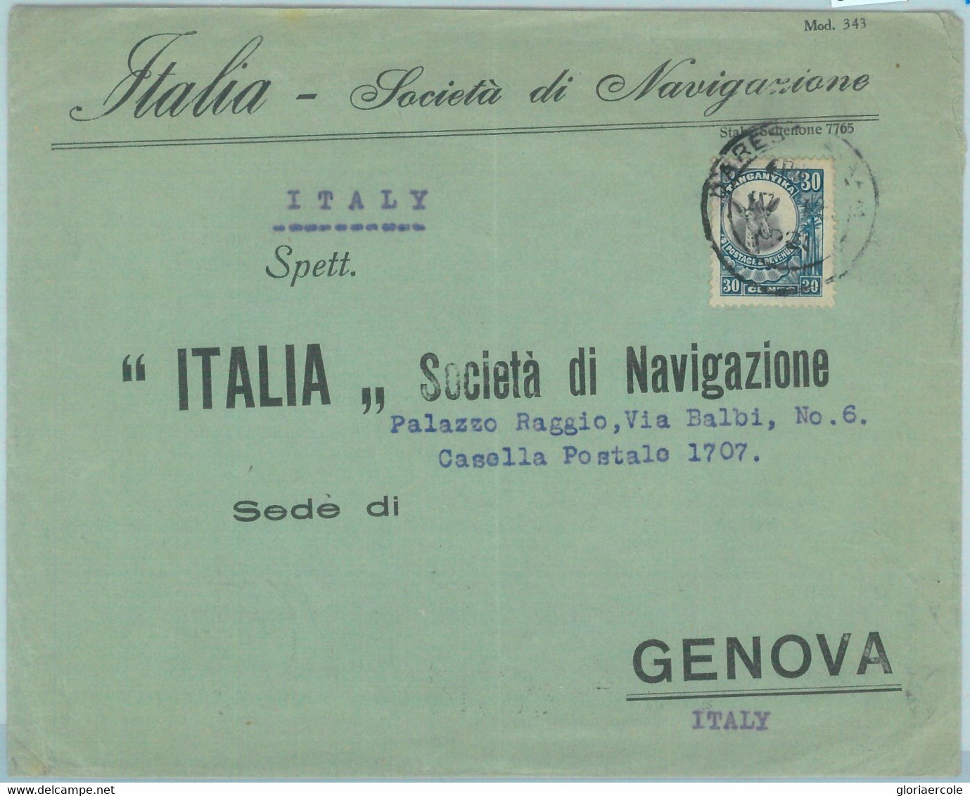 89213 - TANGANYIKA  - POSTAL HISTORY -  COVER To ITALY 1925 - Fauna: GIRAFFE - Tanganyika (...-1932)