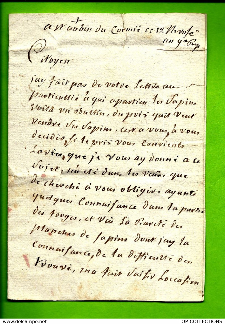 1801 Marque Post. 34 ST AUBIN DU CORMIER 1801 LETTRE ACHAT  BOIS FORETS => Forges De Port Brillet Près Laval Mayenne - 1800 – 1899