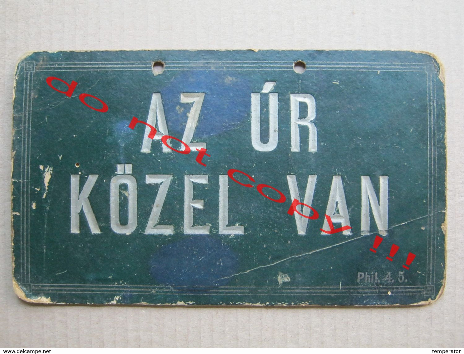 AZ ÚR KÖZEL VAN - Old Religious Board Made Of Thick Cardboard ( 22,2 X 13 Cm ) - Arte Religiosa