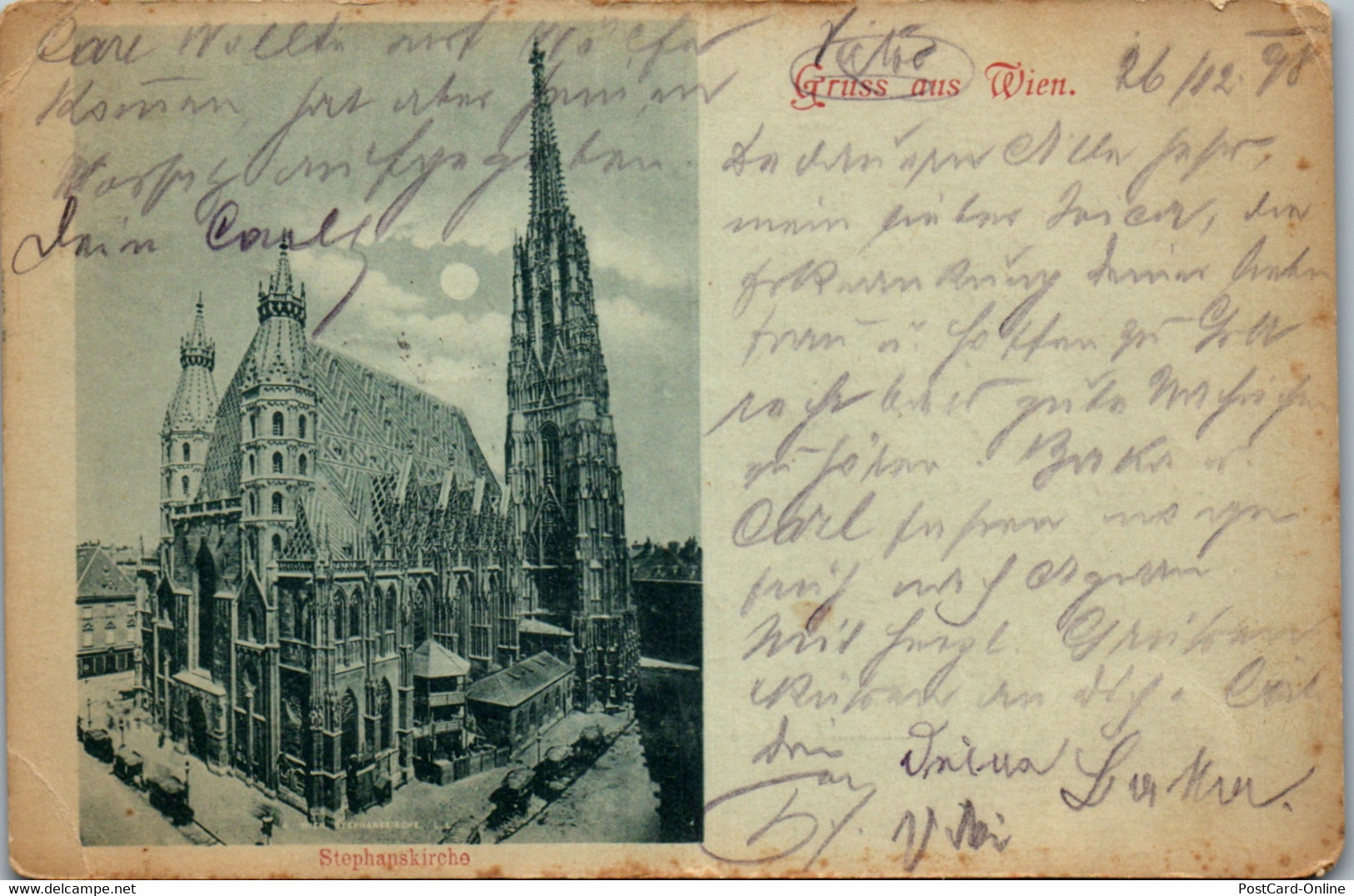 35788 - Wien - Gruss Aus Wien , Stephanskirche - Gelaufen 1898 - Stephansplatz