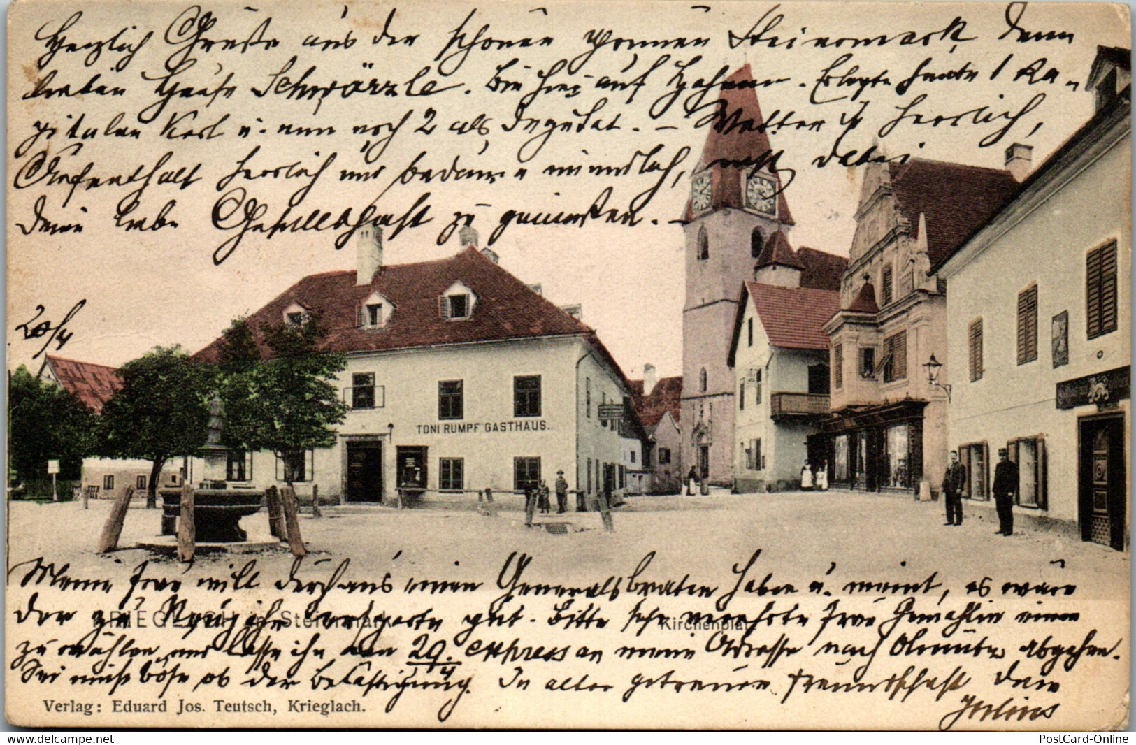 36053 - Steiermark - Krieglach , Kirchenplatz , Toni Rumpf Gasthaus , Hauptplatz - Gelaufen 1911 - Krieglach