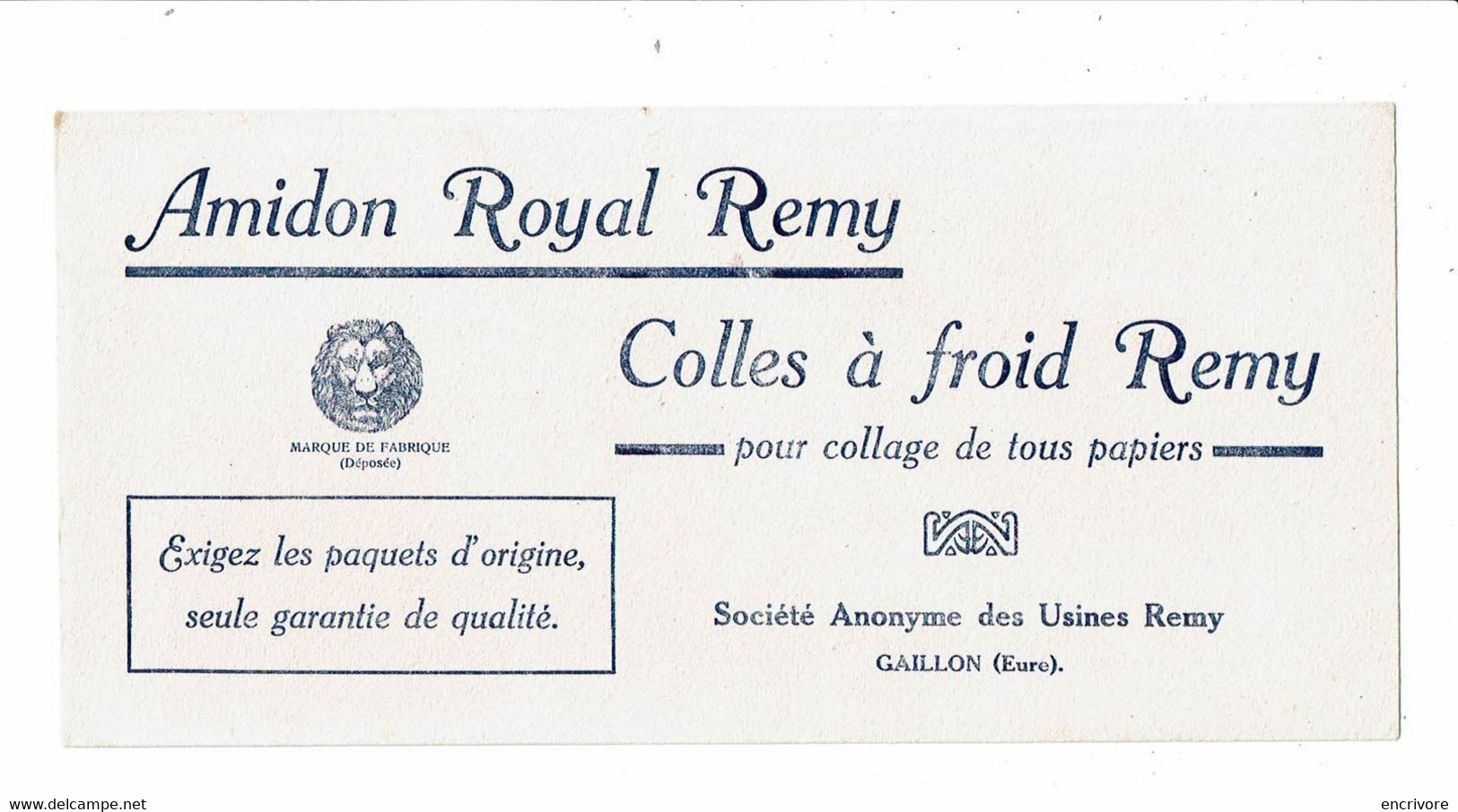 Buvard AMIDON ROYAL REMY Colle Gaillon Eure - Paints