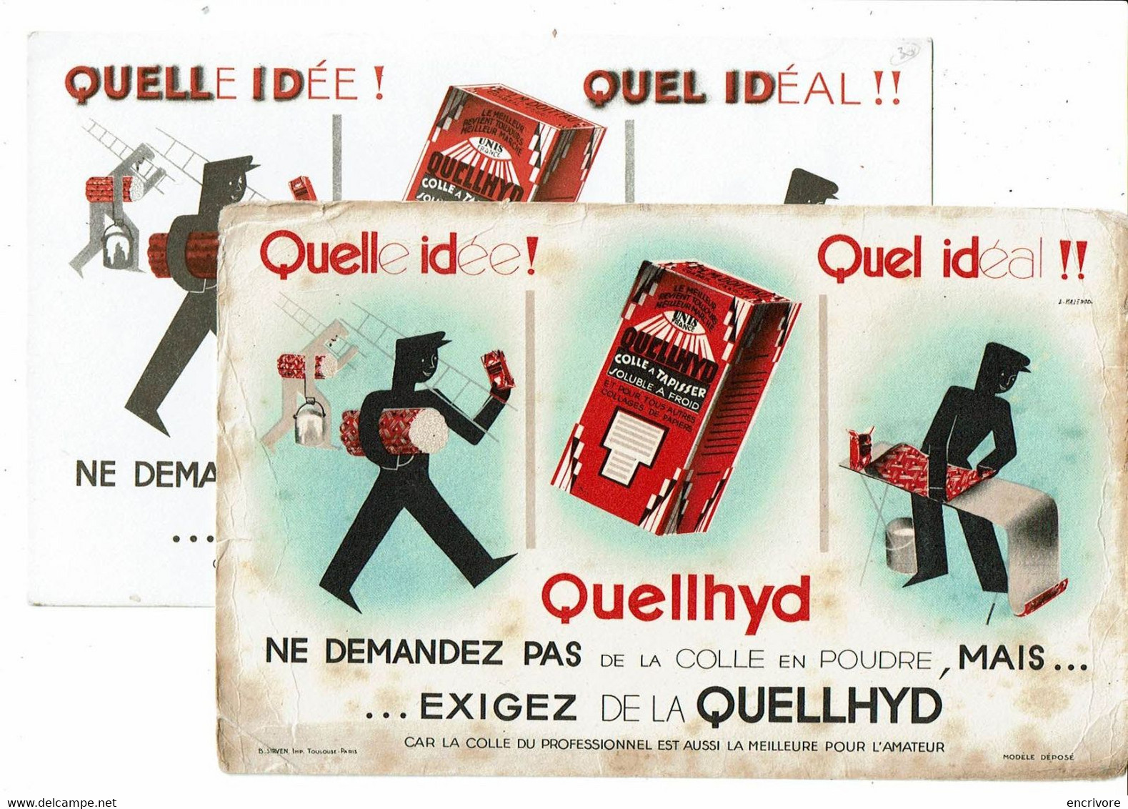 2 Buvard QUELLHYD Quel Idéal Colle Illustré L Mazenod - Peintures