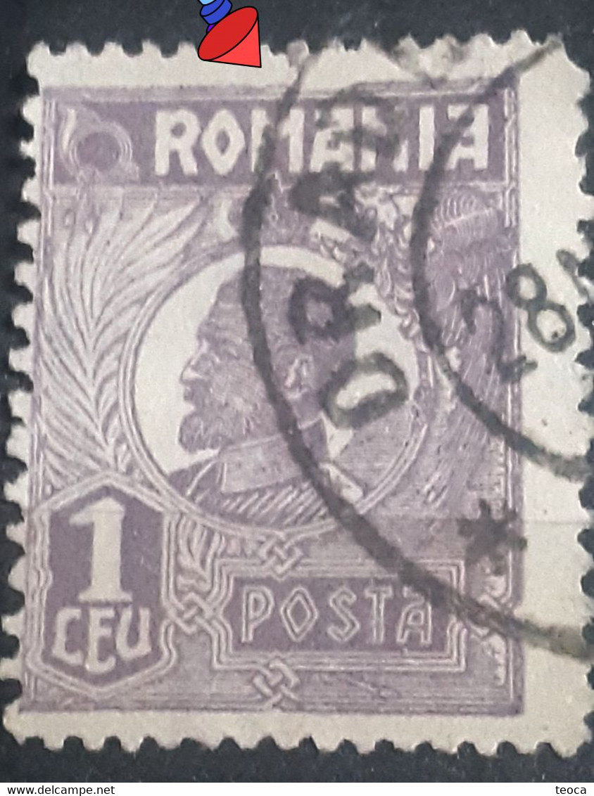 Errors Romania 1922 Ferdinand 1leu Printed With Frame Broken Up - Errors, Freaks & Oddities (EFO)