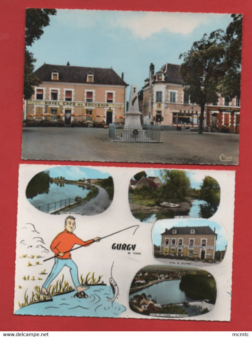 2 CPSM Grand Format -  Gurgy  -(89. Yonne) Place De La Mairie  /  Multivues, Multivue - Gurgy