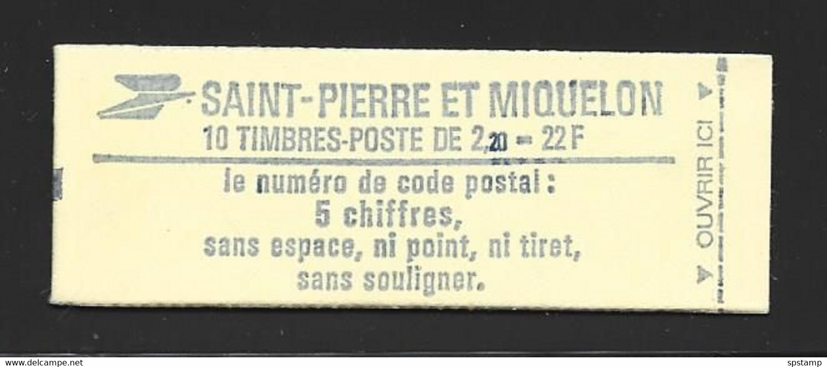 St Pierre & Miquelon 1986 22 Fr Booklet With 10 X 2.20 Overprinted Mariannes - Booklets