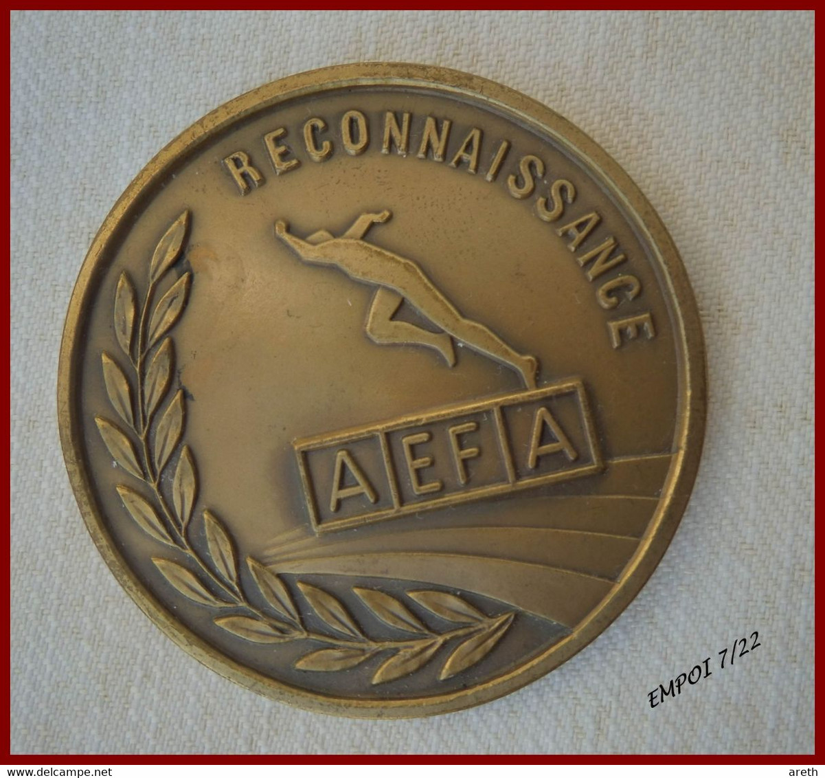 Médaille  Reconnaissance AEFA - Attribuée à Roland Jaunay 1987 -  Editée Par Pichard - Athlétisme