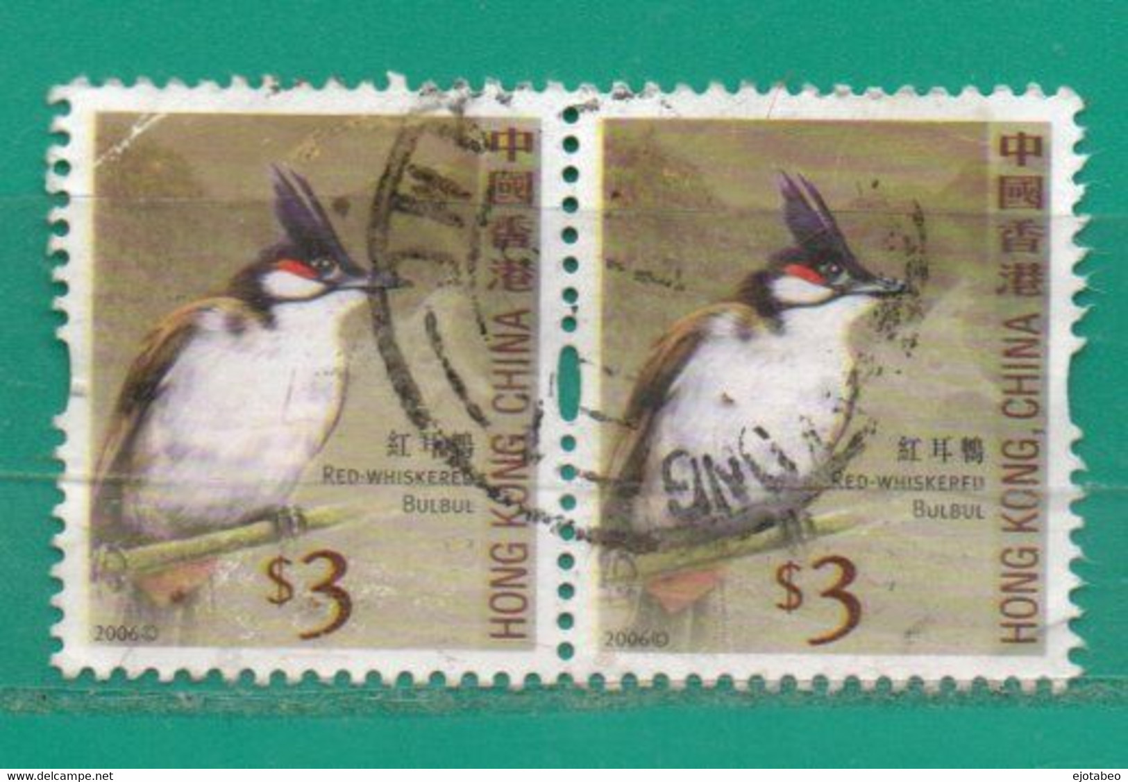 2 Hong Kong 2006 Yt 1311 PH (Pareja Horizontal- Usados TT: Aves,Pájaros--KEEP TAKING CARE OF YOU!!!!! - Used Stamps