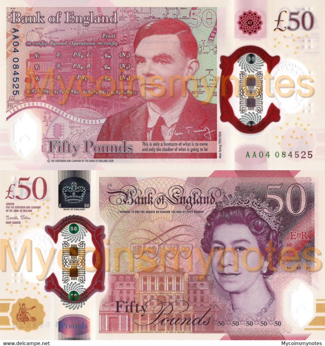 ENGLAND, 50£, 2021, P New, POLYMER, Alan Turing, UNC - 50 Pounds