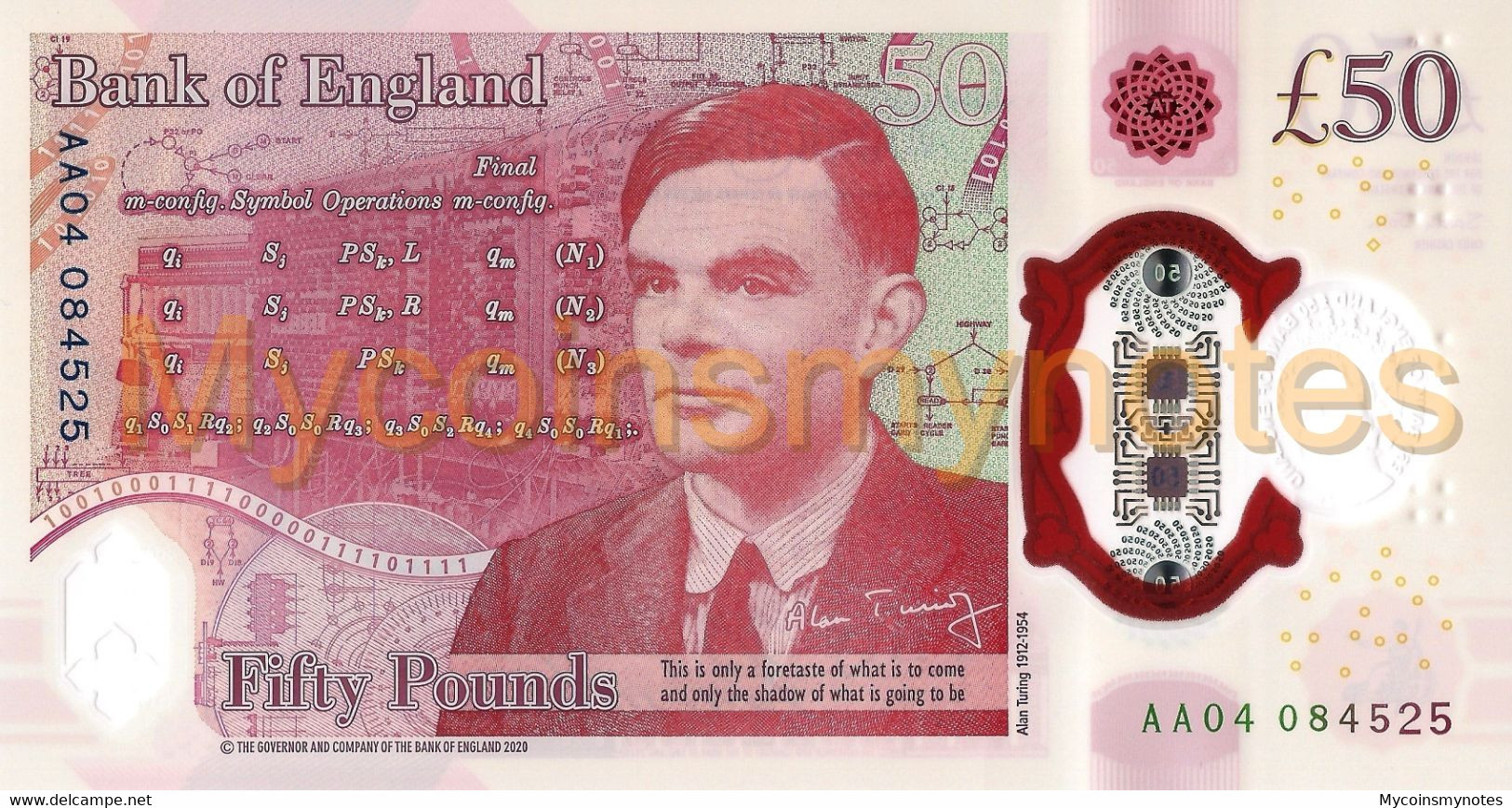 ENGLAND, 50£, 2021, P New, POLYMER, Alan Turing, UNC - 50 Pounds