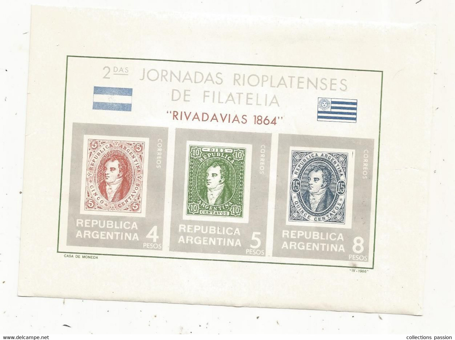 Republica Argentina , Document , 2 Das Jornadas Rioplatenses De Filatelia , RIVADAVIAS 1864 - Colecciones & Series