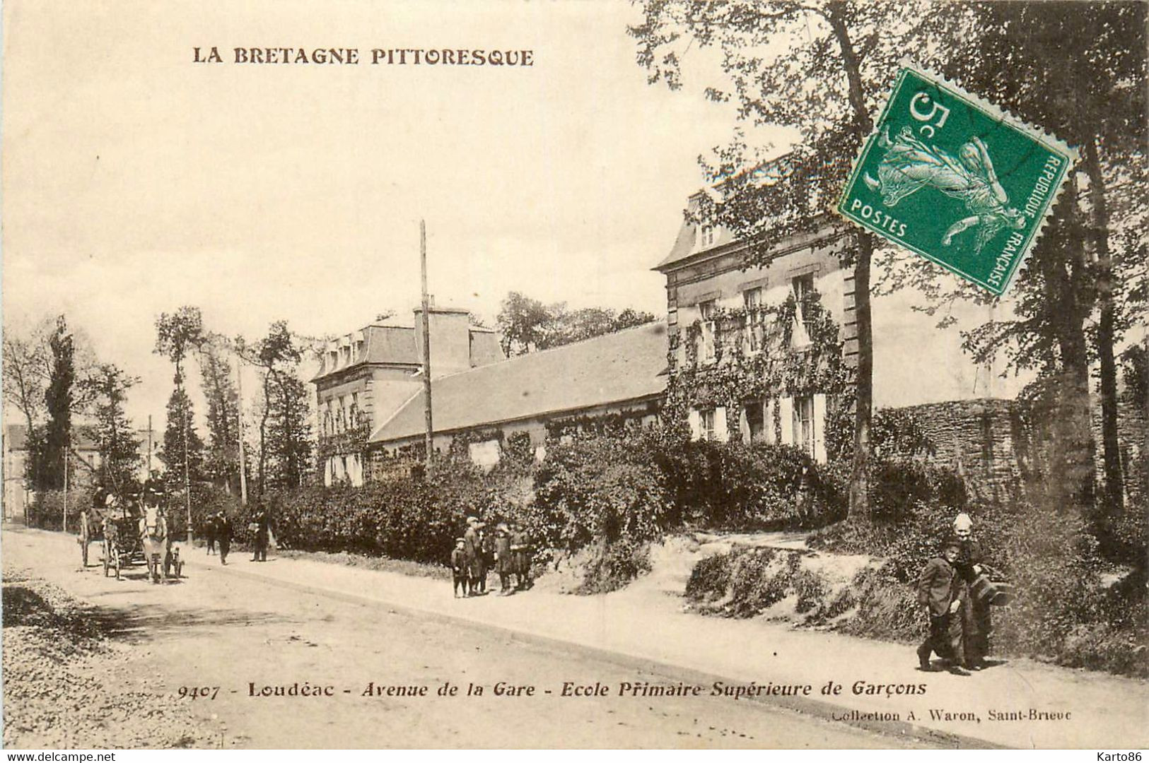 Loudéac * Avenue De La Gare * école Primaire Supérieure Des Garçons * Attelage - Loudéac