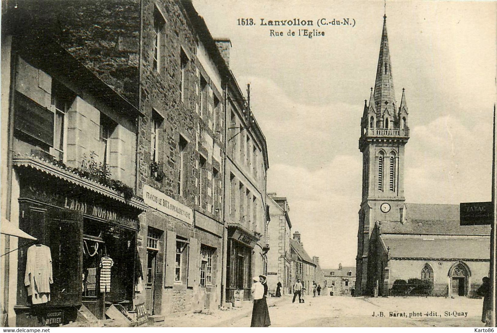 Lanvollon * La Rue De L'église Du Village * Quincaillerie Francis LE ROUX * Débit Tabac Tabacs - Lanvollon